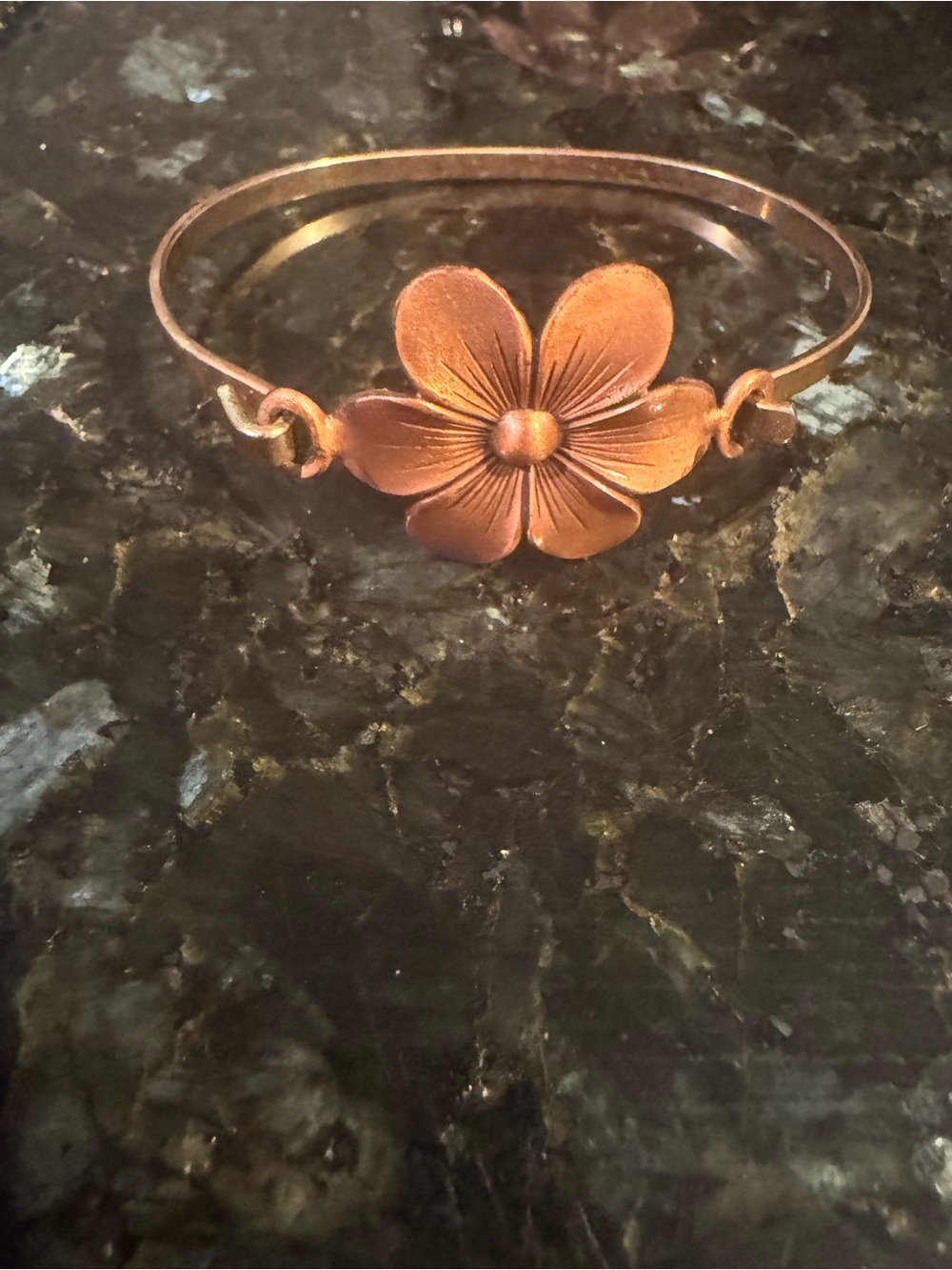 Copper Floral Bangle Bracelet - Women Jewelry